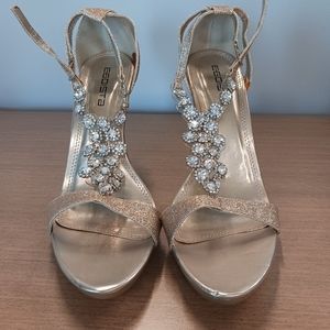 Gold Stone high heels